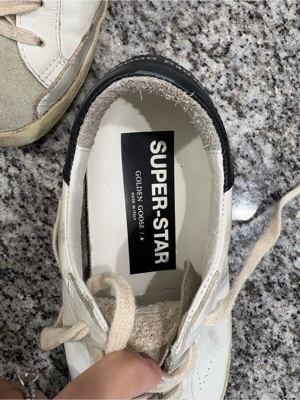 Golden Goose White and Black Super-Star Low-Top Sneakers - Picture 3 of 6
